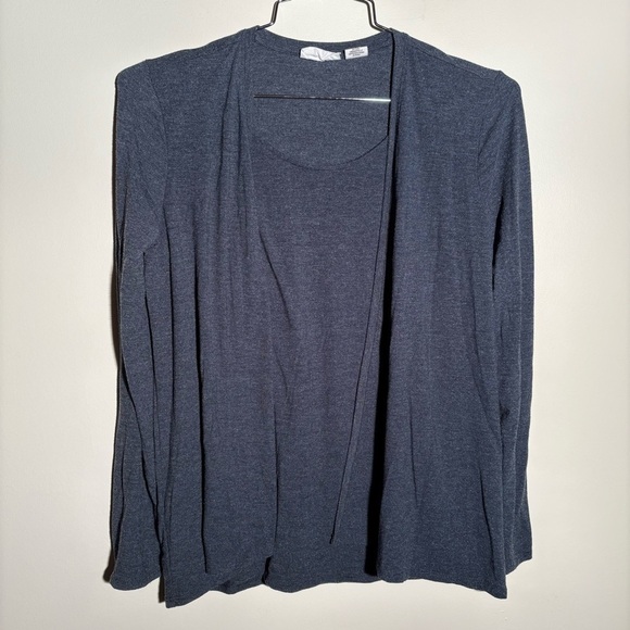 Nicole Miller New York Modal Blend Cardigan With Built In Shirt - Picture 1 of 8